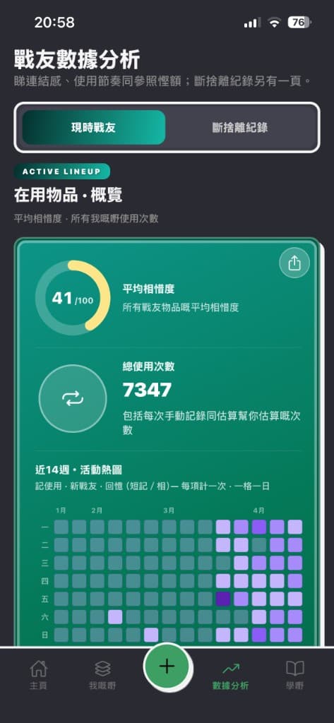 Re-bun App:戰友數據分析畫面